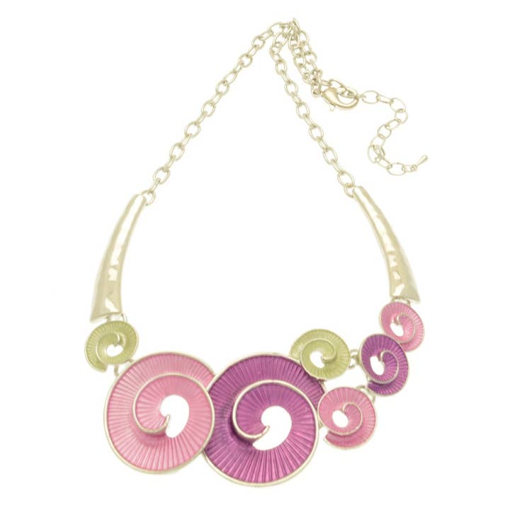 Collier Tourbillon Texturé Violet et Vert pour la vente par Miss Milly Limited
