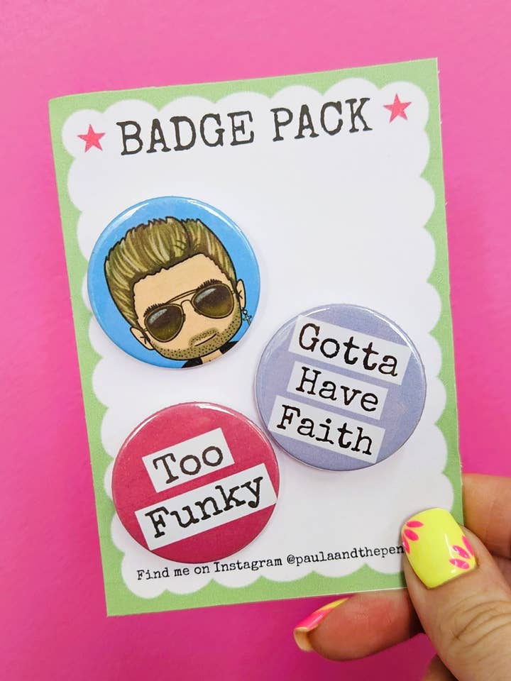 George Michael Badge Pack for wholesale by Paula and the Pencils