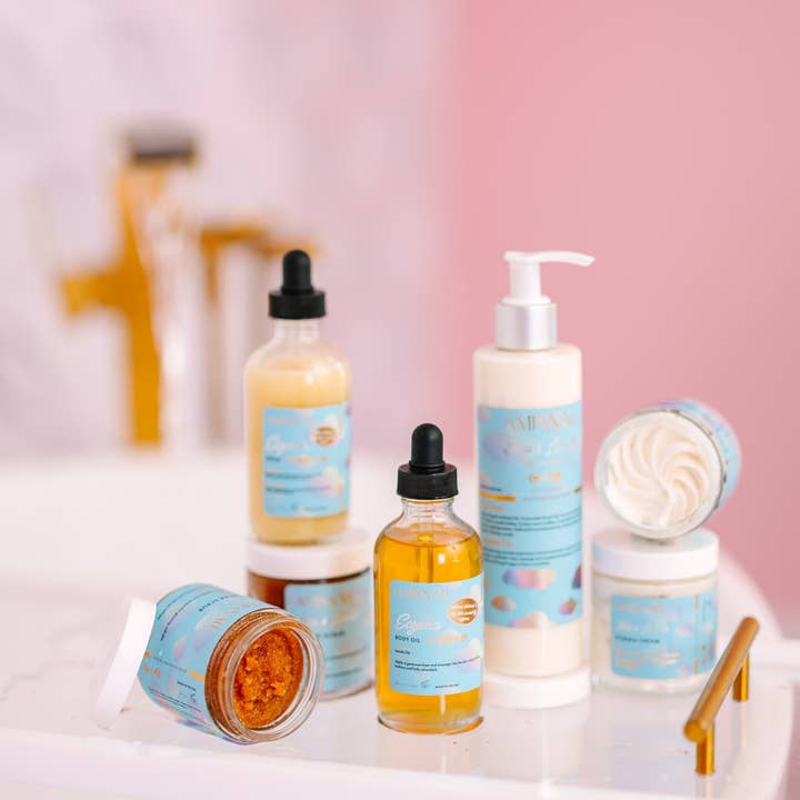 AMINNAH - Wholesale Bath & Body Set - "Eczema" Body Collection | Cream| Serum| Sugar Scrub| Body Oil| Cleanser|1