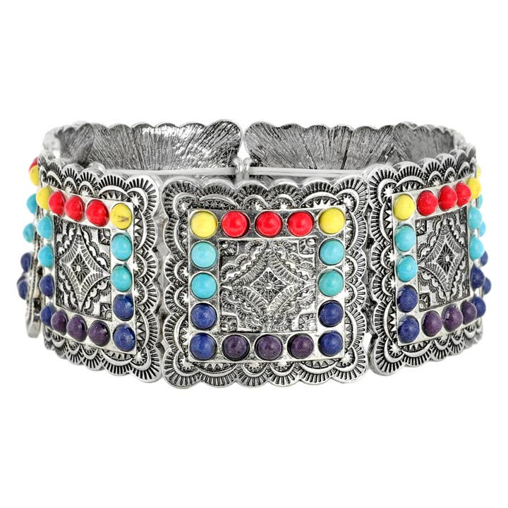 SP Sophia Collection - Vente Bracelet jonc - Bracelet en métal multicolore Western Concho Stone Mix
