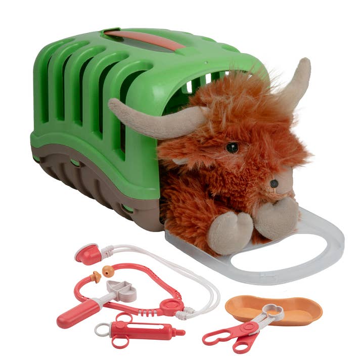 Plush Highland Cow Veterinary Care Set for wholesale by Kelley and Company