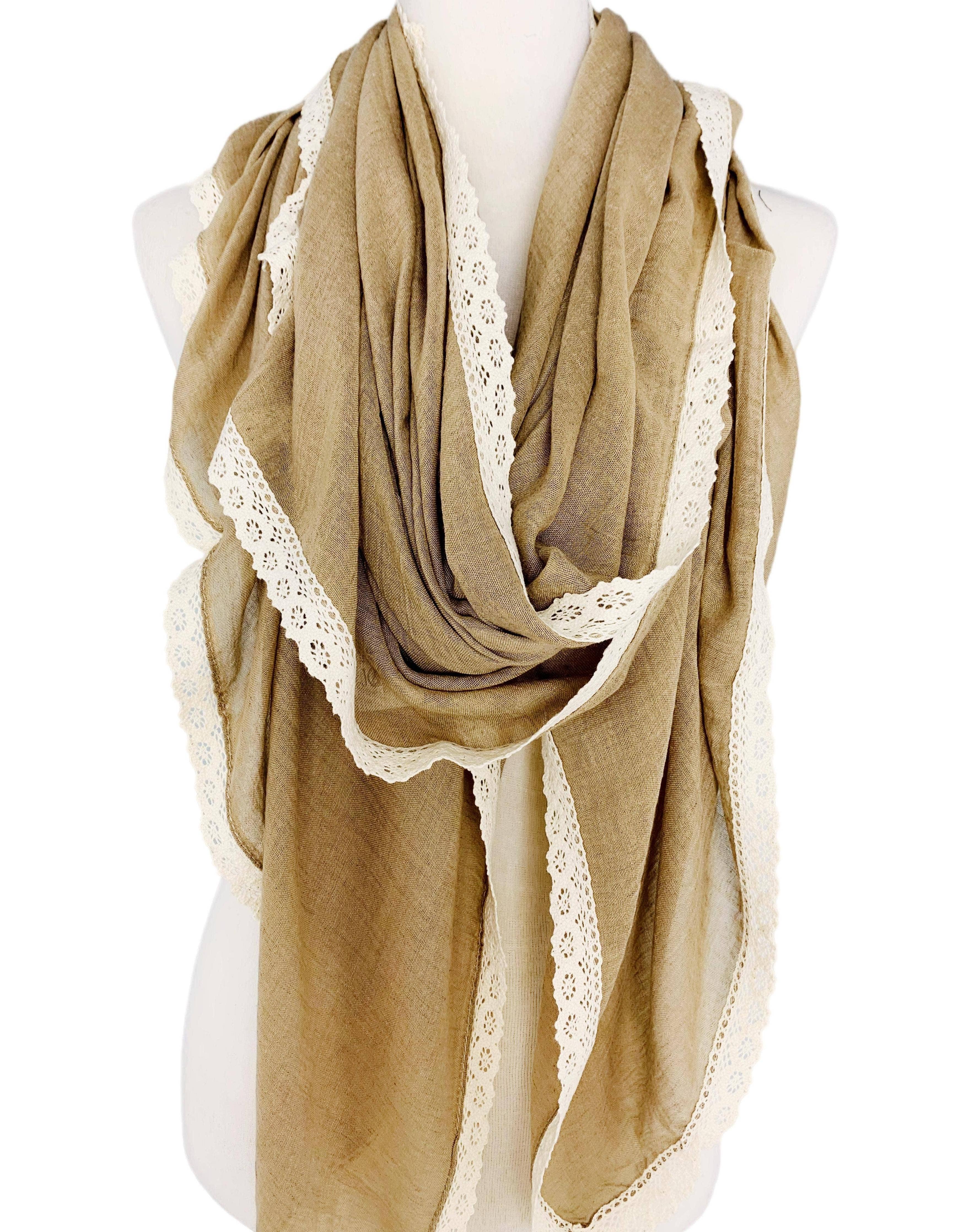 JC Sunny Fashion – wholesale Scarf – Women's – JC021021 12 Colors-Oversized Lace-Trim Solid Scarf3