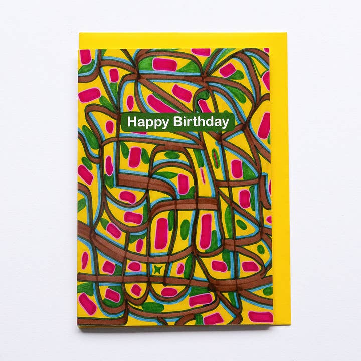 Contemporary Green Yellow | Birthday Card for wholesale by Lilian G Limited