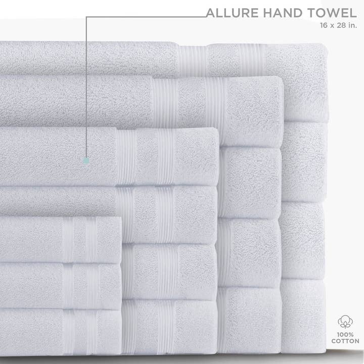ALLURE HAND TOWEL WHITE for wholesale by Moda at Home Enterprises, Ltd