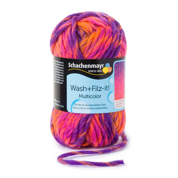 MEZ Crafts Germany - Vente Fils à tricoter - Laine feutrée Schachenmayr Wash+Filz-It ! Multicolore 10X50G22