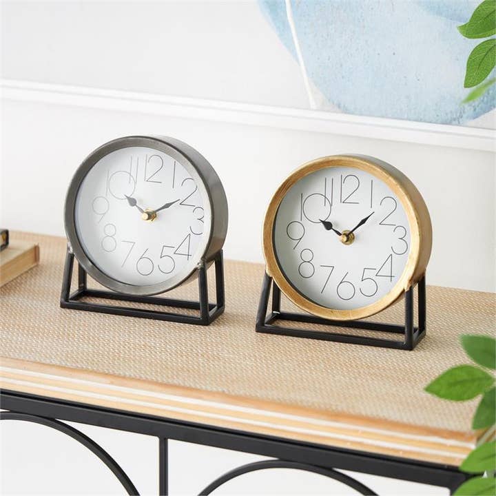 Metal Table Top Minimalist Gold & Silver Clock - Set/2 for wholesale by Will's Company