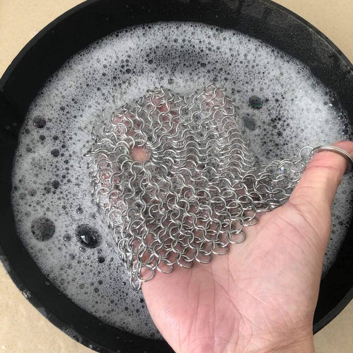 Fox Run Brands - Wholesale Cleaning Sponge - Outset Chain Mail Cast Iron Cleaner and Scrubber, 8” x 6”