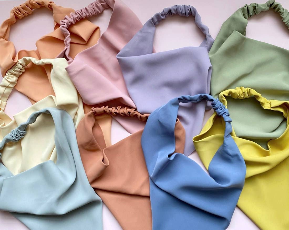 PopFizzCheers - Vente Bandeau – femme - Écharpe triangulaire d'été pastel avec bandana élastique6