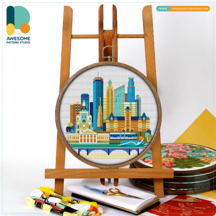 CS367 Minneapolis Minnesota USA, Counted Cross Stitch Kit for wholesale by Awesome Pattern Studio