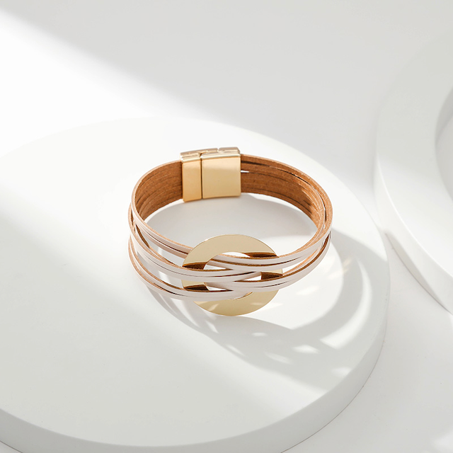 Pretty Persuasions - Vente Bracelet jonc - B22072 Bracelet en cuir PU à anneaux entrelacés7