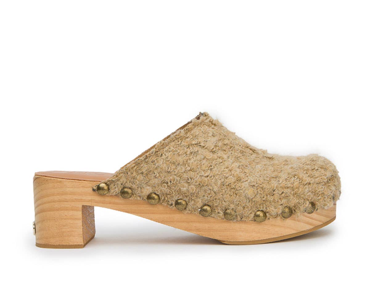 FW- WHITNEY, beige fabric clog for wholesale on Faire0