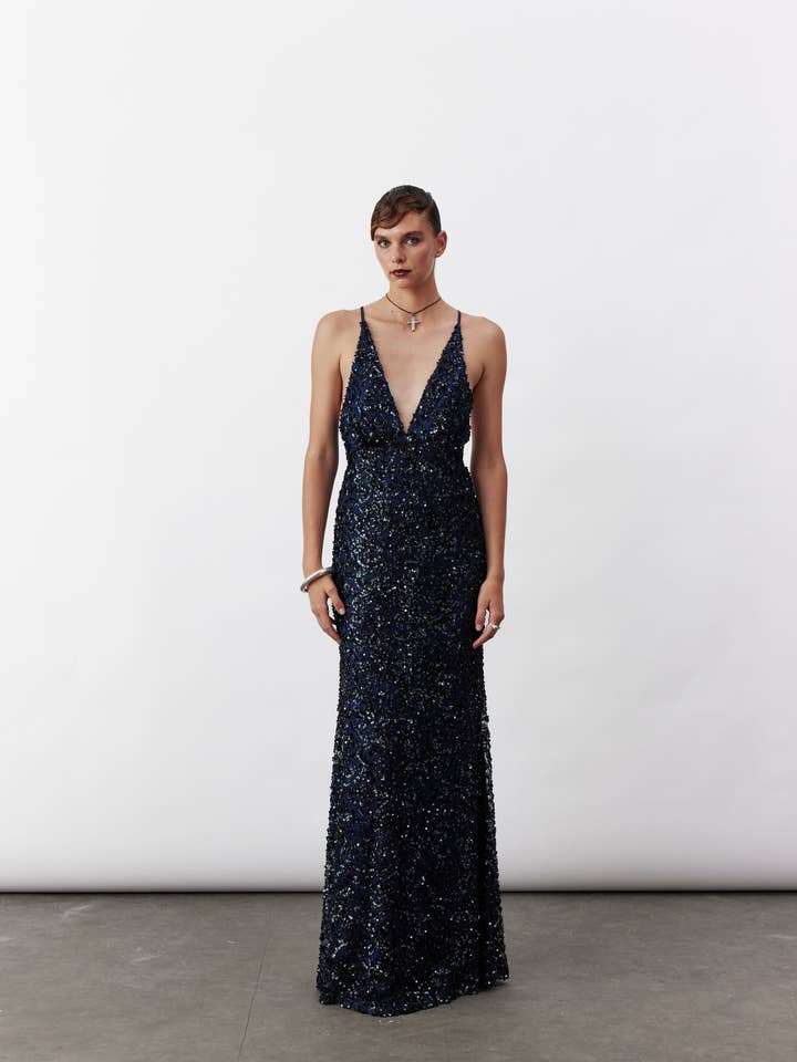 Vestido Largo de Lentejuelas Selene para venta al por mayor de NAZLI CEREN