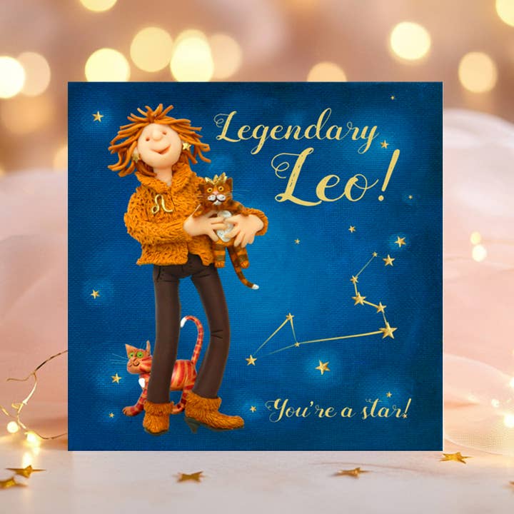 Funny Leo starsign birthday card for wholesale by Inky Blue Ltd t/a Holy Mackerel