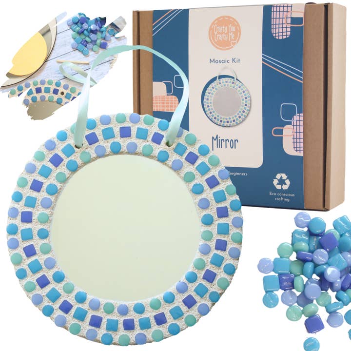 Crafty You Crafty Me: Blue Mirror Mosaic Craft Kit for wholesale by Crafty You Crafty Me