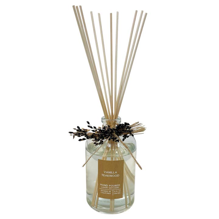 Vanilla Teakwood Botanical Tie Reed Diffuser for wholesale by Andaluca
