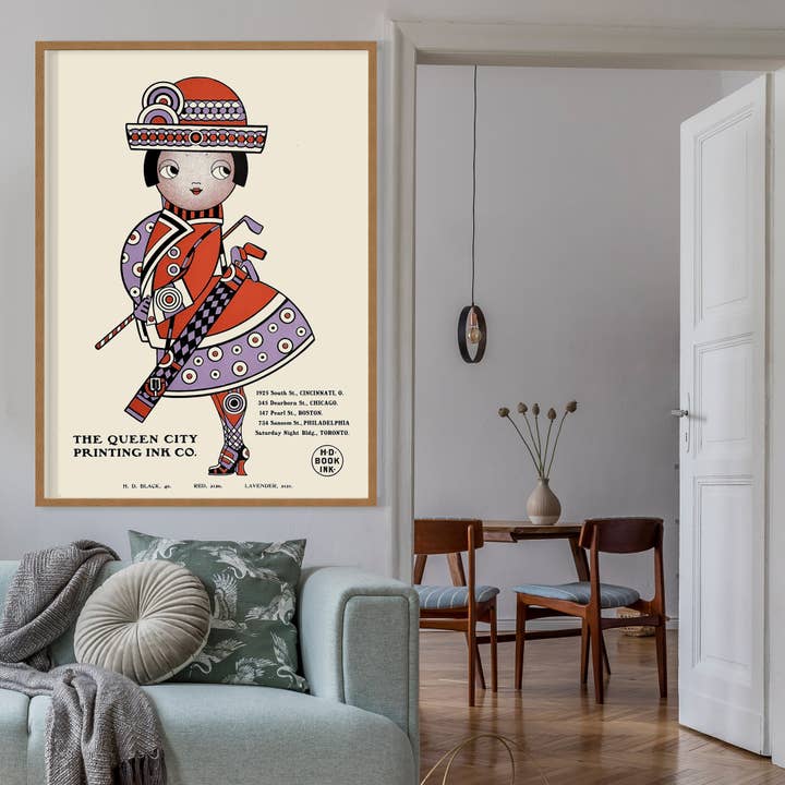 Ink & Drop - Wholesale Poster - Queen City Printing Vintage Poster - Red Lady Print