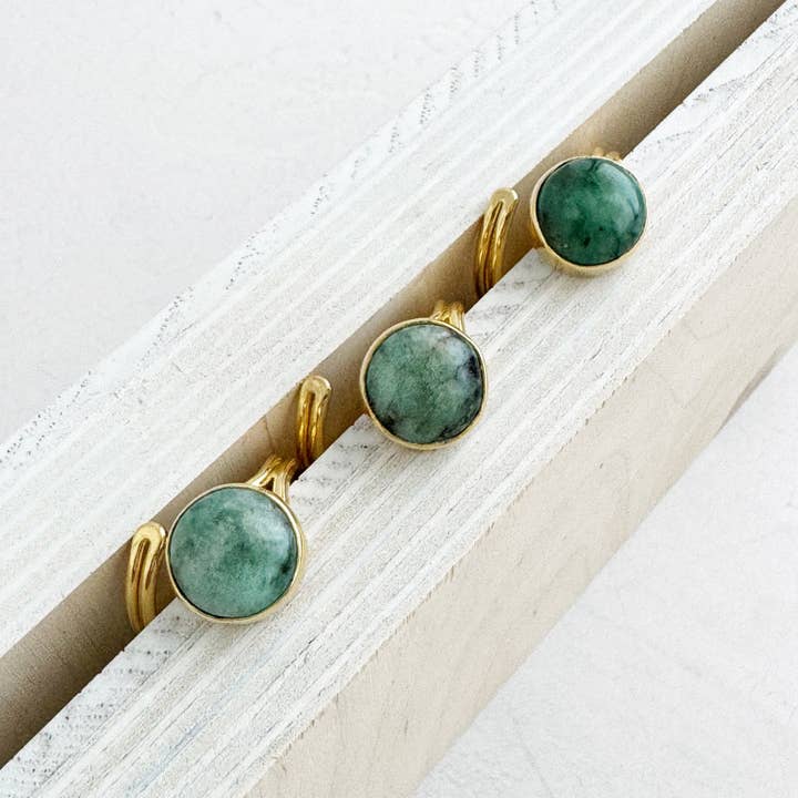 Rustic Gem Jewelry - Wholesale Cocktail/Statement Ring - Emerald Wrap Ring in Gold and Silver