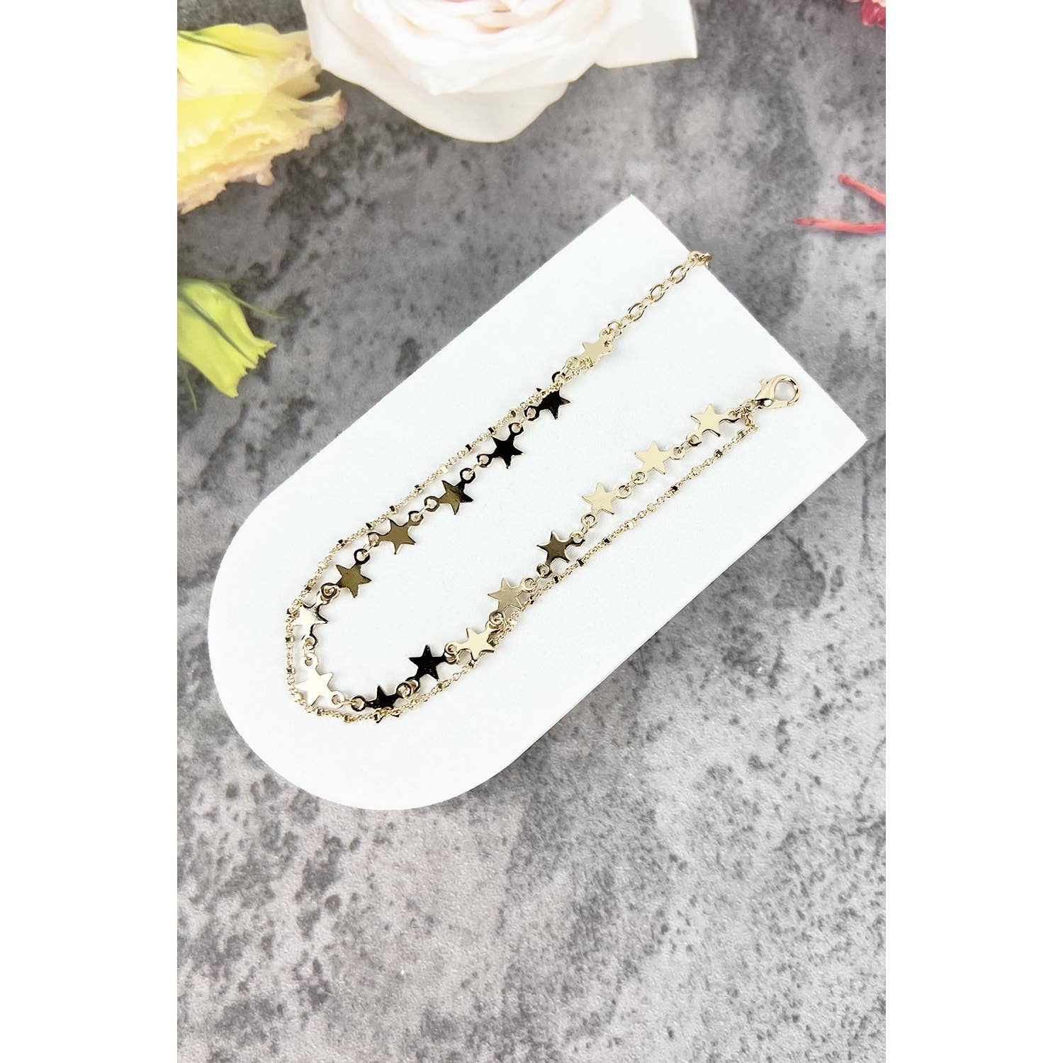 JHP Collection - Wholesale Anklet - STAR SHAPED DOUBLE LAYER METAL ANKLET0