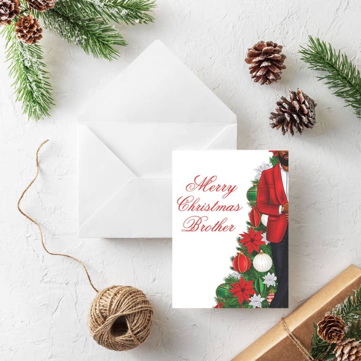 Merry Christmas Brother – Sophisticated Christmas Greeting Card for wholesale by Mint Greetings Inc.