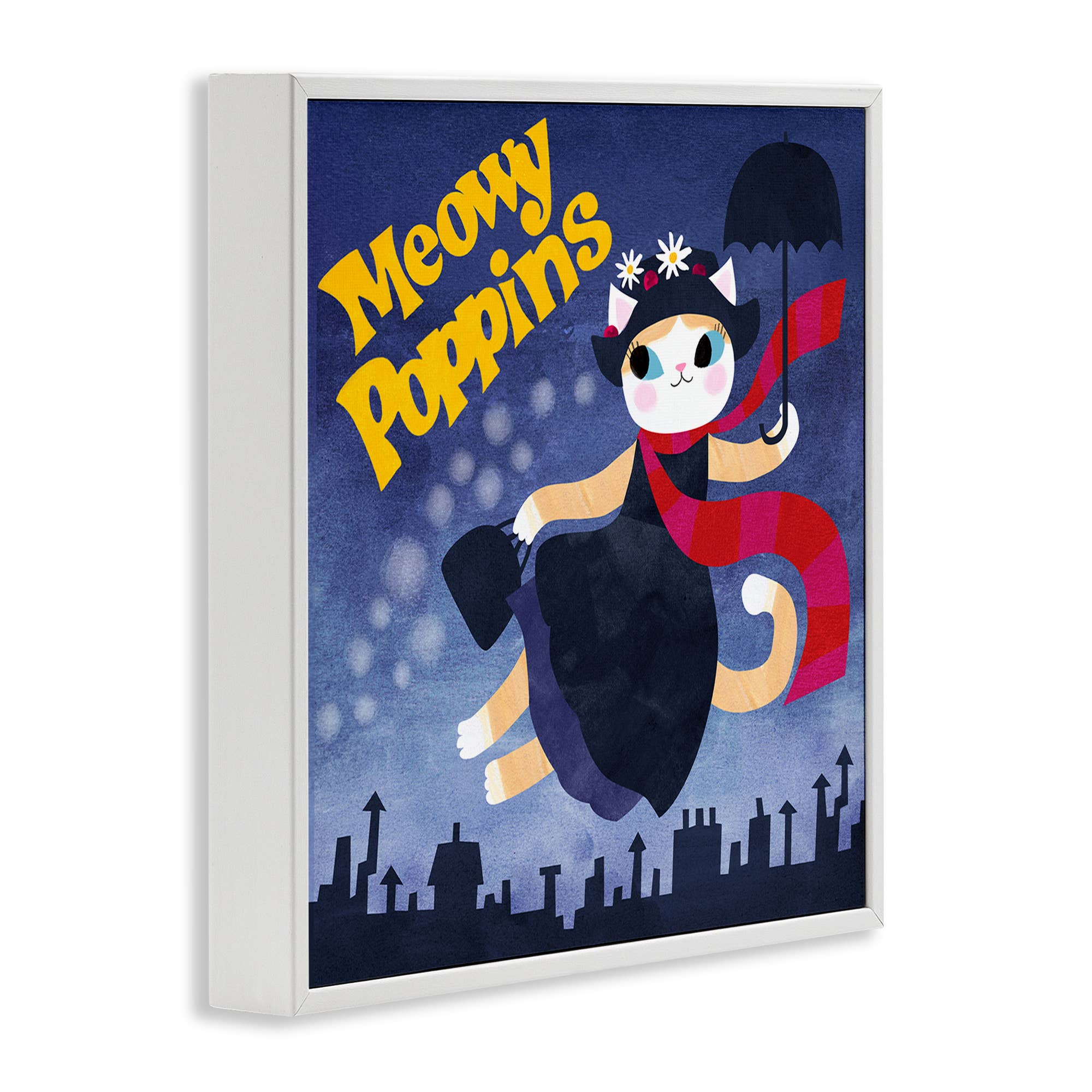 Stupell Industries - Wholesale Wall Sign - Meowy Poppins Cat Parody - Framed Wall Art15