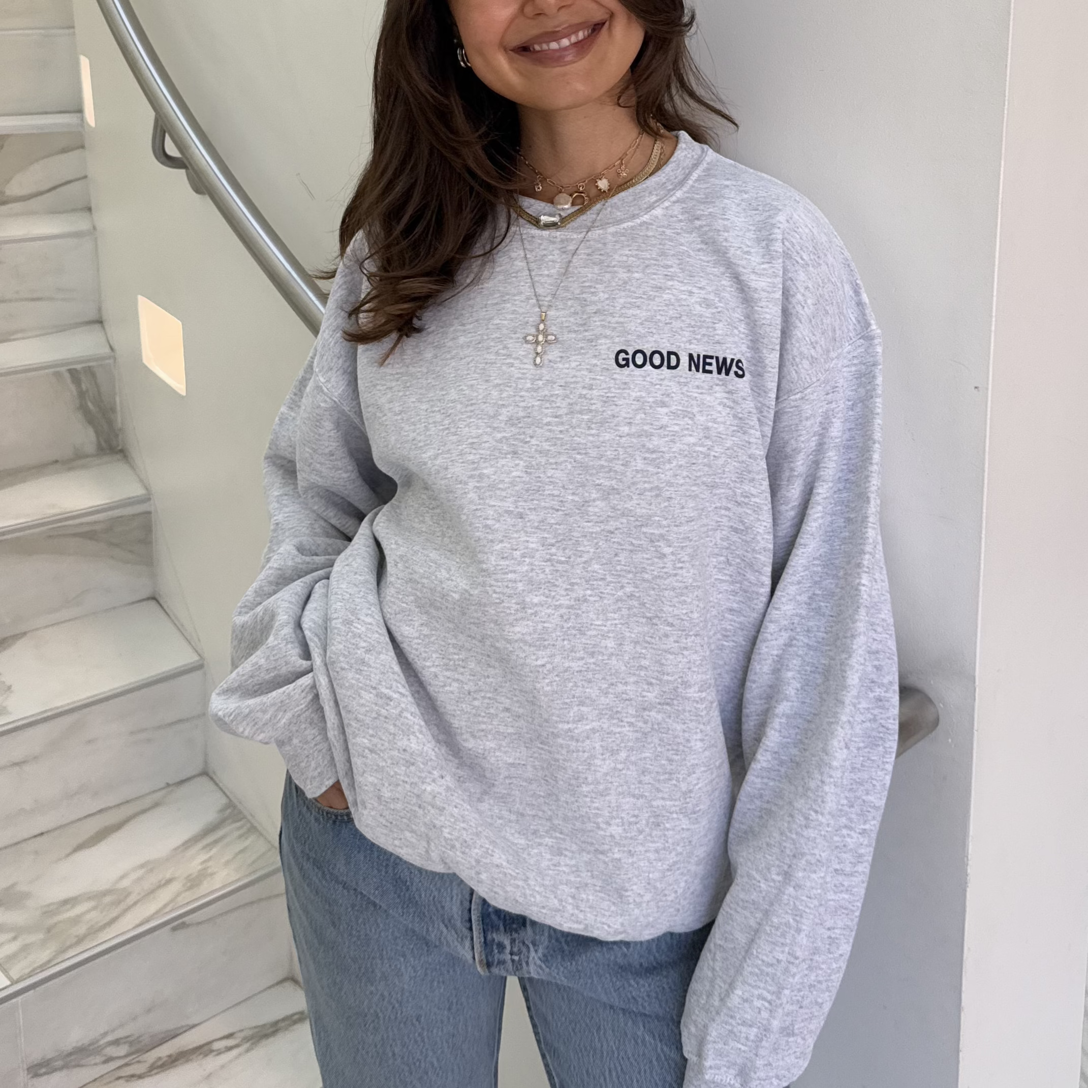 He Would Love First - Wholesale Sweatshirt - Women's - NEW EXCLUSIVE | "DEAR PERSON BEHIND ME" CREWNECK |ASH/NAVY4