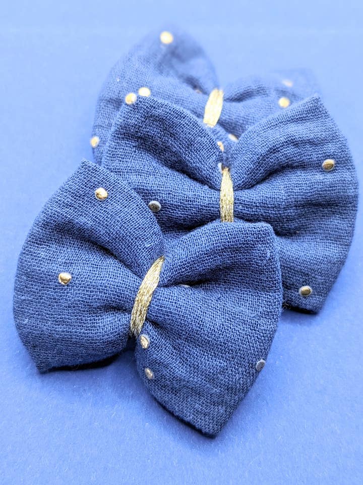 Blue double gauze barrette for wholesale by L'atelier Nounille