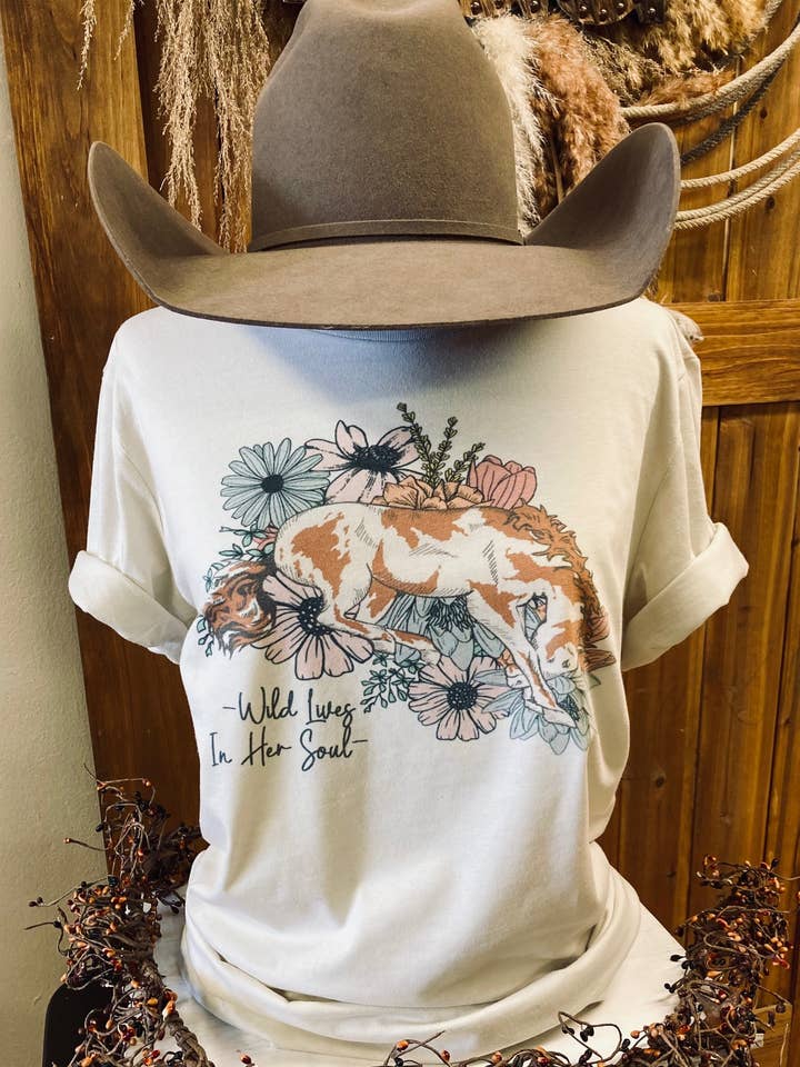Wild Lives In Her Soul Western Graphic Tee for wholesale by Ranch Girl Gear