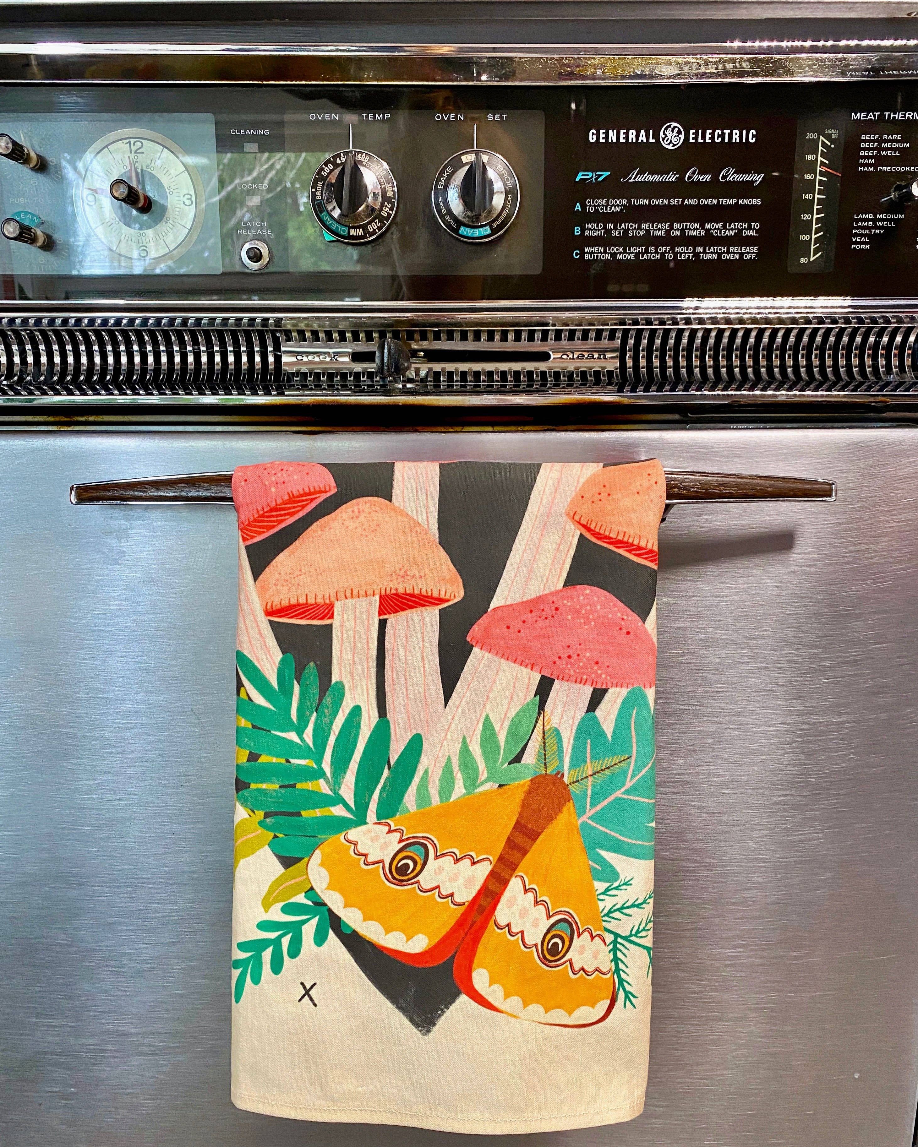 Dream Folk Studio - Wholesale Tea Towel - Midnight Mushrooms Linen Cotton Handmade Tea Towel2