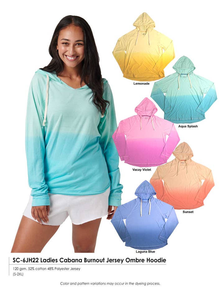 Salt Creek - Wholesale Hoodie - Women's - EC-6JH22 Ladies Cabana Burnout Jersey Ombre Hoodie