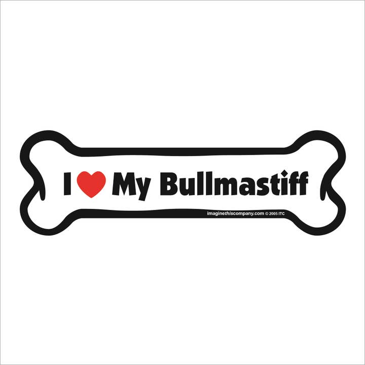 Automagnet „I Love My Bullmastiff“ in Knochen für den Großhandel von Imagine This Company