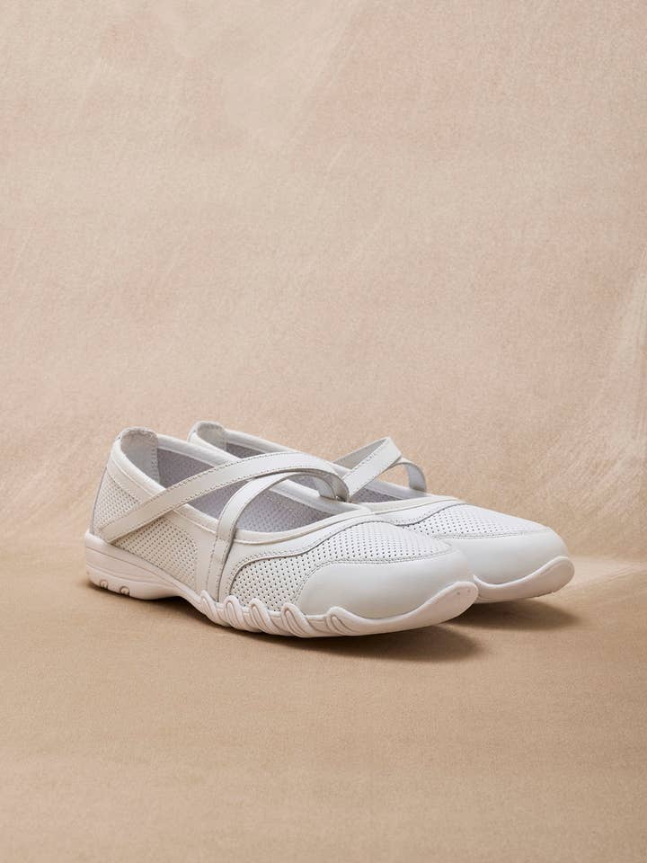 White Perforated leather summer Mary Janes (2012114_0035) for wholesale on Faire1