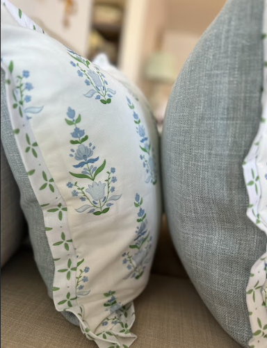 Wheaton Whaley Home - Wholesale Throw Pillow Cover - WWH Fave - Kristen Leigh's Ellie in Green & Blue w/ Folly Moss Flange3