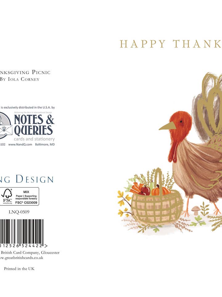 THANKSGIVING GREETING CARD PICNIC for wholesale by Notes & Queries, Inc.