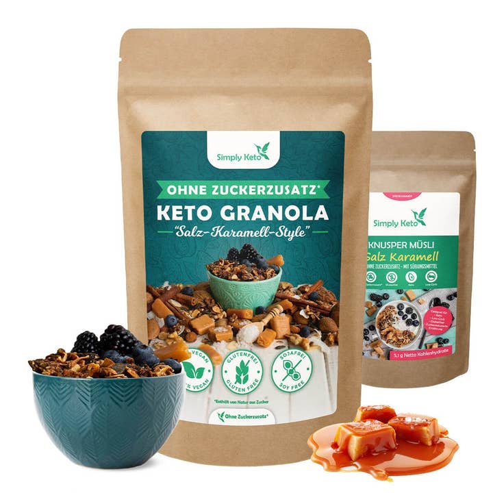 Salz-Karamell Knusper Granola 250g für den Großhandel von Simply Keto