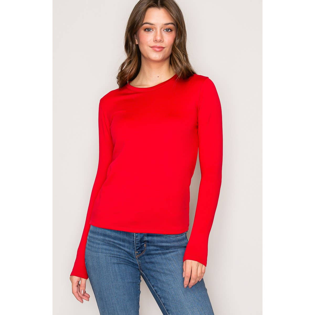 Popular 21 - Wholesale Knit Top - Women's - Fleece Lined Crew Neck Long Sleeve Top9