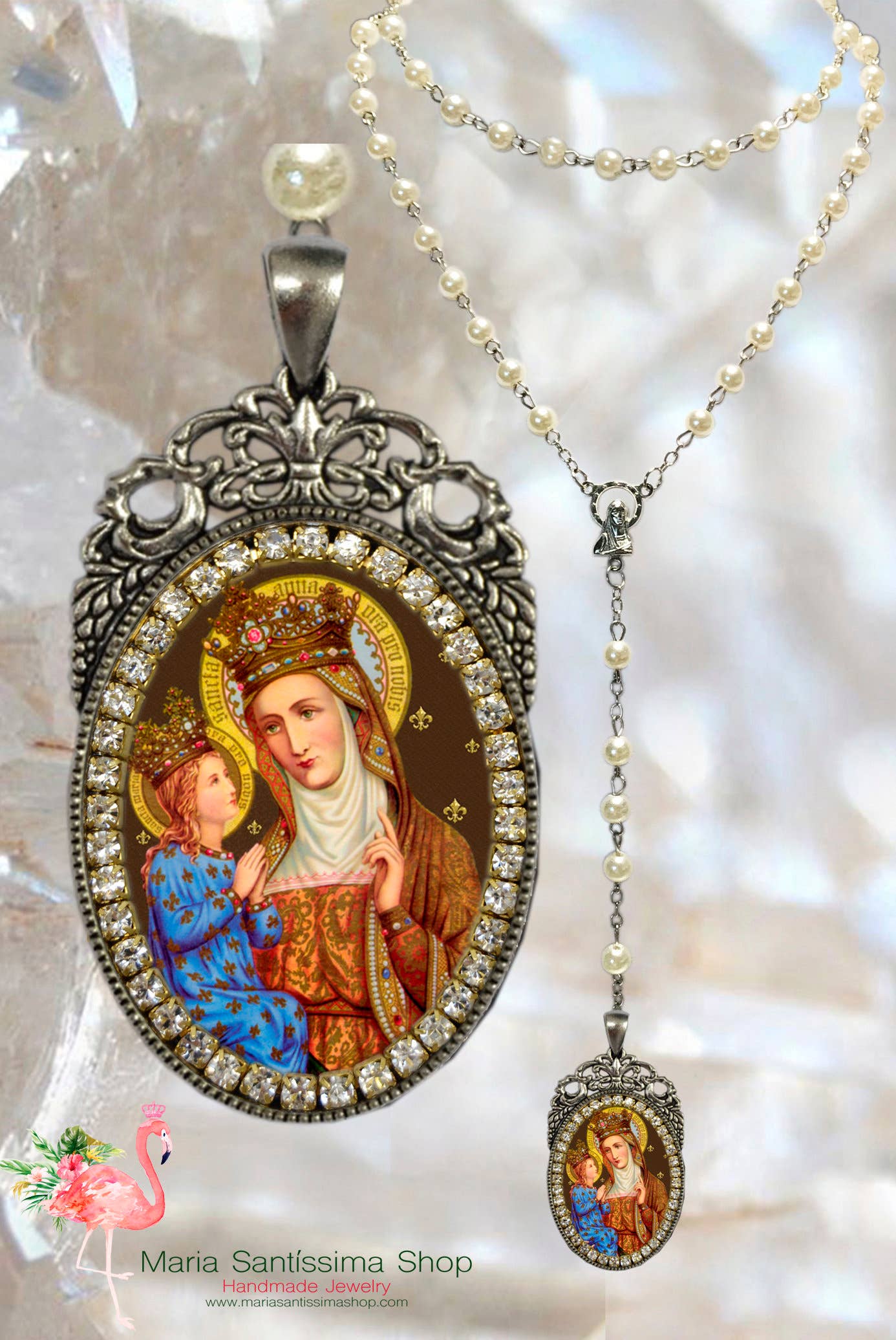 MariaSantissimaShop – Großhandel Kette mit Anhänger/Charm – Saint Anne — Rosenkranz - Patronin der kinderlosen Menschen; Kinder; Hausfrauen; Hausfrauen; Bergleute; Mütter; Armut; Schwangerschaft & Sterilität1
