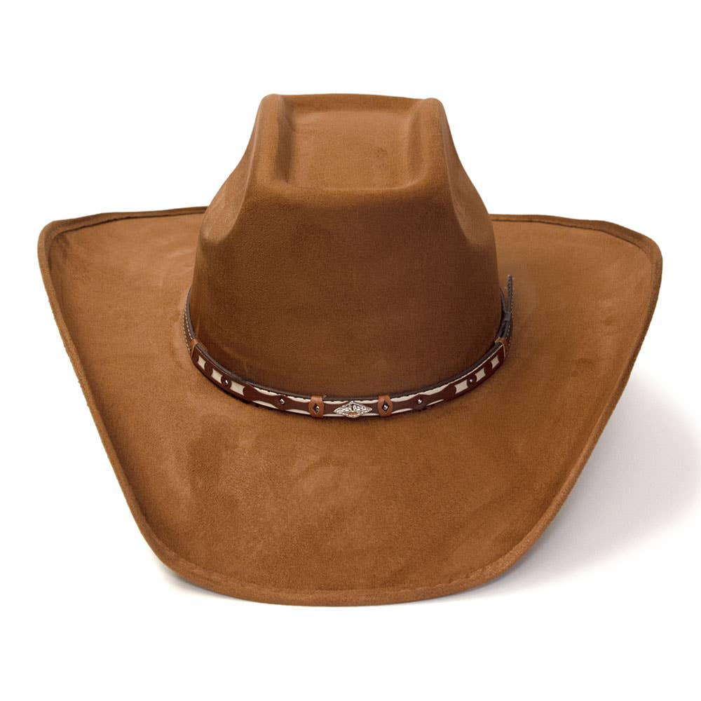 Western Express - Vendita all'ingrosso Cappello da cowboy - Unisex - Cappello da mandriano western in camoscio color terra di Siena bruciata con fascia in pelle3