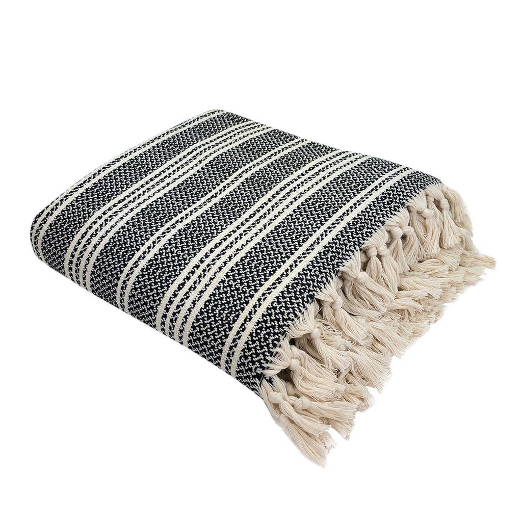 SLATE + SALT - Wholesale Throw Blanket - Woven Stripe Turkish Throw Blanket7