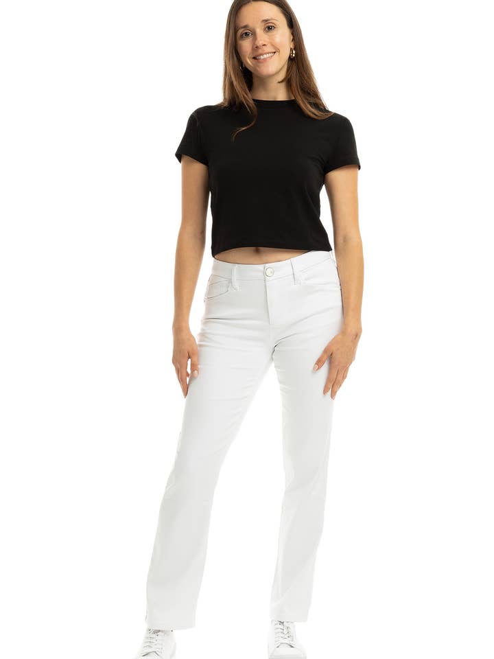 30” Better Butter Mid-Rise Slim Straight Jean in White for wholesale by 1822 Denim