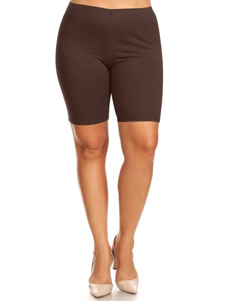 MOA COLLECTION - Wholesale Athletic Shorts - Women's - Women's Plus Size Casual Solid Biker Shorts (Open Pack)4