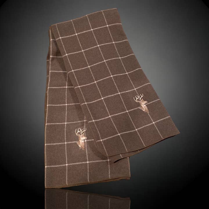 Bed Throw Marron Large with deer embroidery for wholesale by Altalena of Switzerland SA