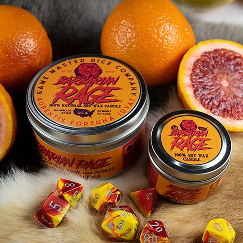 Game Master Dice - Wholesale Travel Candles - Barbarian Rage Gaming Candle