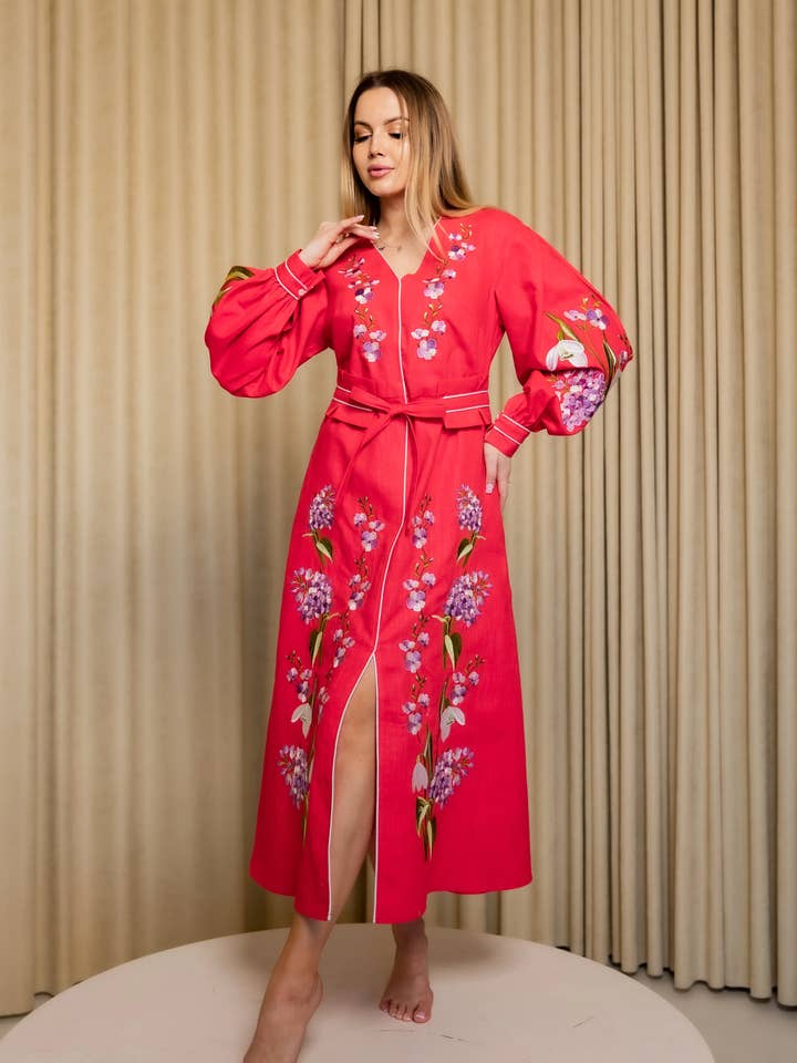 Abito Ricamato Boho Donna Coral Snowdrop per la vendita all'ingrosso da parte di Galychanka