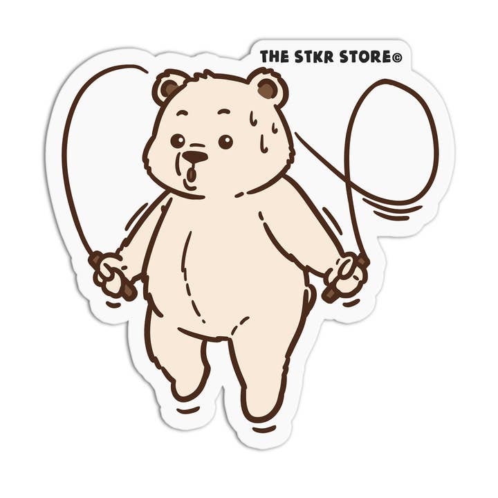 Jump Rope Polar Bear Gym Textured Stickers for wholesale by the stkr store