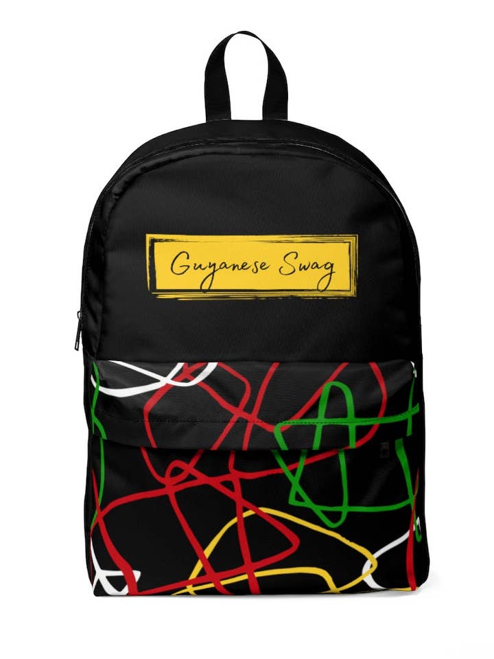 Guyanese Swag Ice Gold Grün Streifen Unisex Klassischer Rucksack für den Großhandel von Guyanese Swag