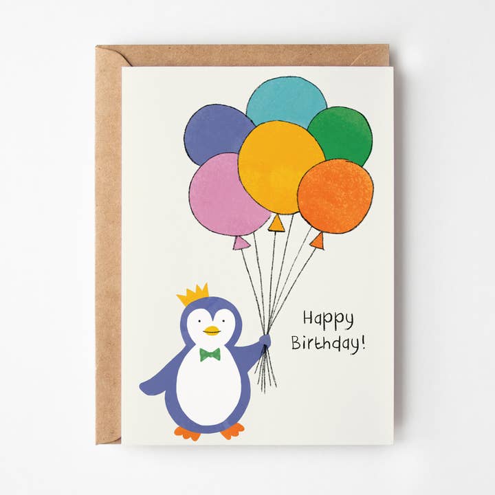 Penguin Birthday Card | Childrens Animal Greetings Card for wholesale by Happy Street