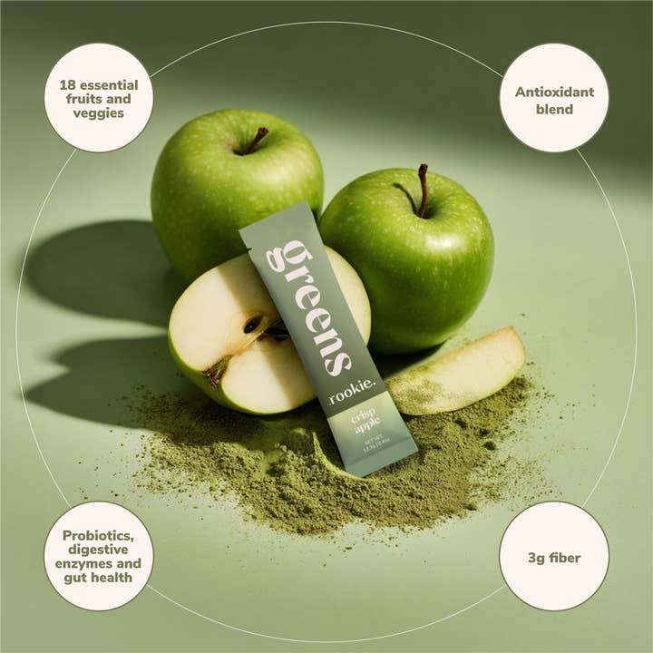 Rookie Wellness - Wholesale Protein/Superfood Powder - Crisp Apple Greens Superfood Powder Mix: Gut & Immune Health3