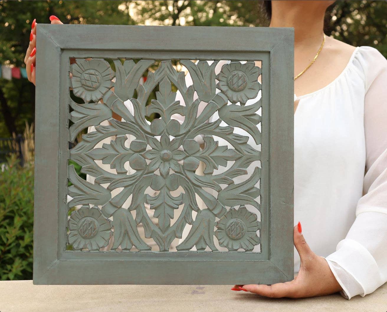 Lungta Imports - Wholesale Wall Accent - Handcrafted Large Lotus Wooden Wall Panel For Home Decor8