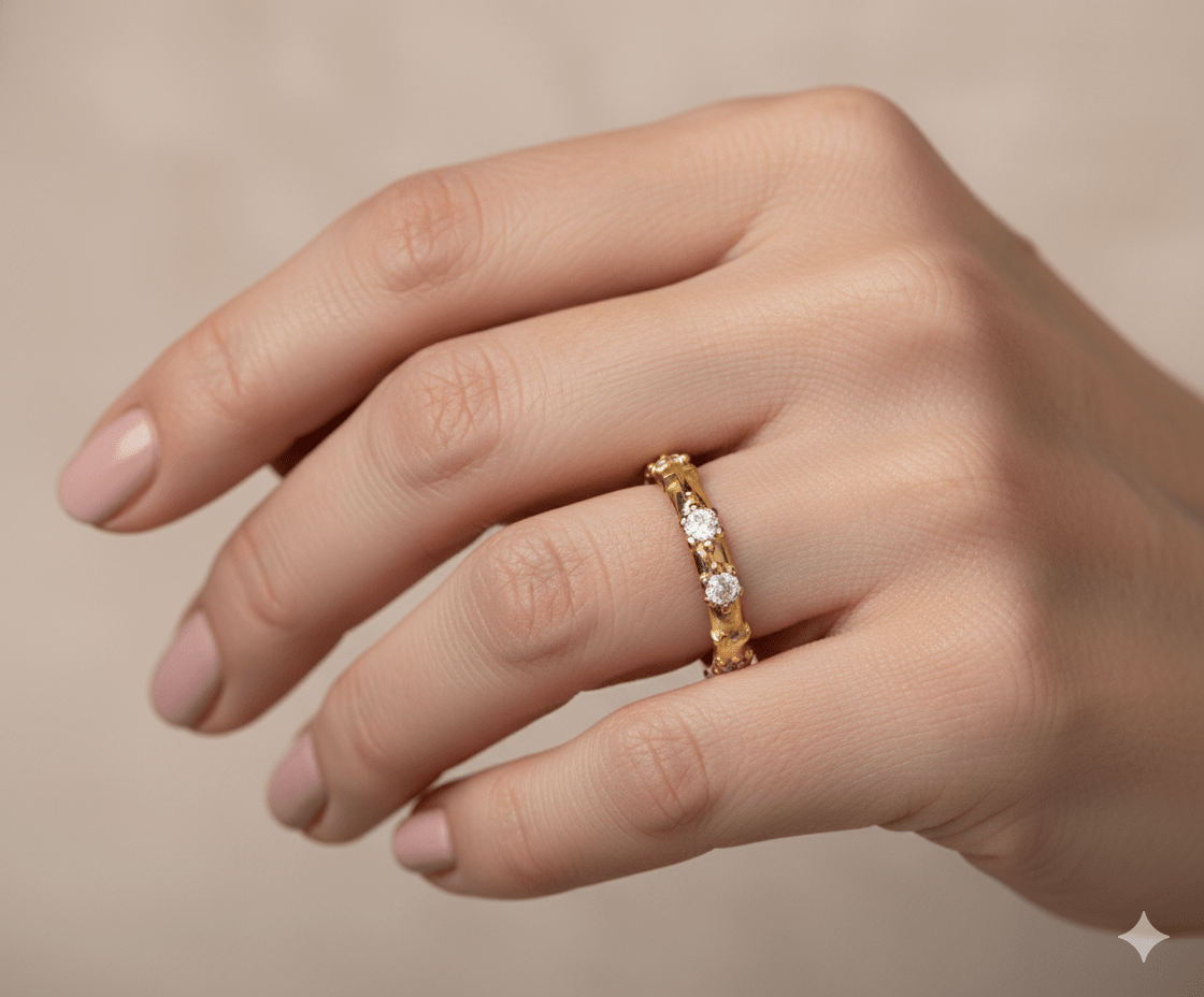 Guadalupe Gifts – Anel multi-pedra por atacado – Anel Rosário em Zircónias Cúbicas em Ouro Vermeil Branco1