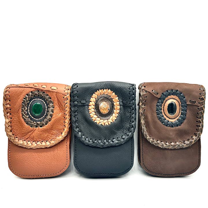 Leather interchangeable stone crossbody bag with belt loop for wholesale by Atlas Goods By Your Needs Company